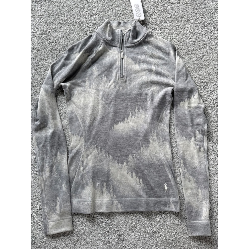 Smartwool Womens Classic Thermal Merino Base Layer 1/4 Zip Grey Mountain Small